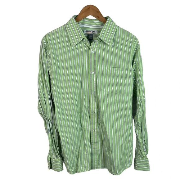 BF1169 Vintage Mens Urban Pipeline Striped Button Down Shirt L - Picture 1 of 4